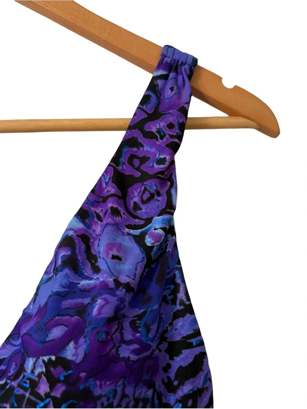 Womens Printed Swimsuit XL? Purple Blue Black Ruched Wireless Padded Cups Beach